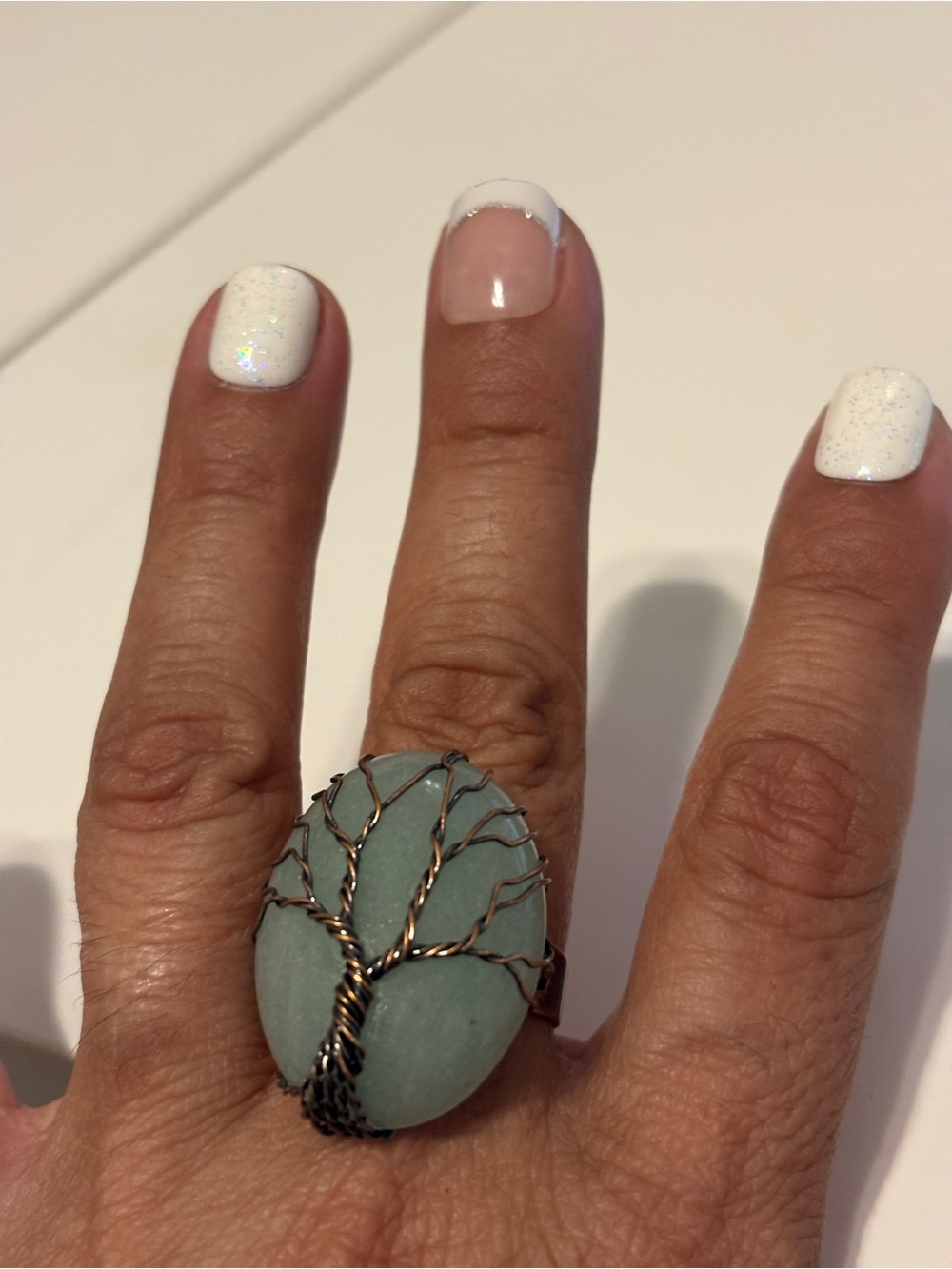 Handcrafted Green Tree of Life Ring
